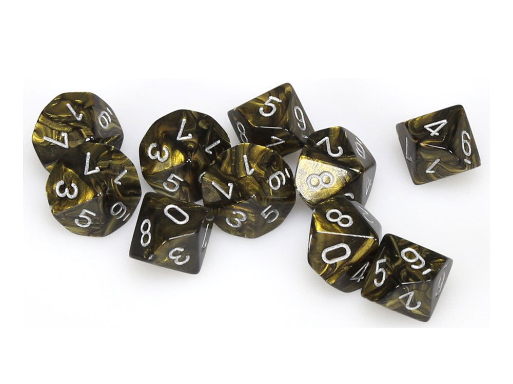 401 Games Canada - Chessex - 10D10 - Leaf - Black Gold/Silver