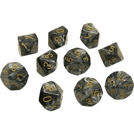 Chessex - 10D10 - Lustrous - Black/Gold available at 401 Games Canada