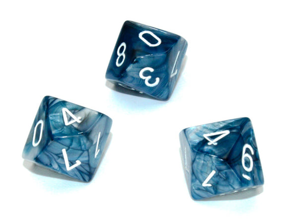 Chessex - 10D10 - Lustrous - Slate/White available at 401 Games Canada