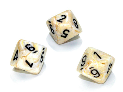 Chessex - 10D10 - Marble - Ivory/Black available at 401 Games Canada