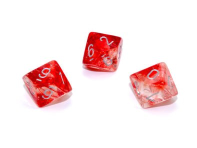 Chessex - 10D10 - Nebula - Red/Silver Luminary available at 401 Games Canada