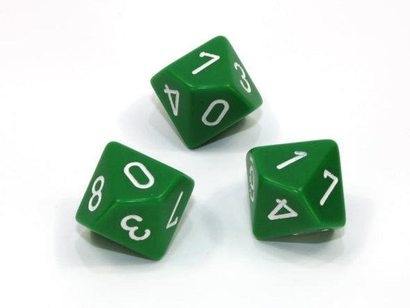Chessex - 10D10 - Opaque - Green/White available at 401 Games Canada