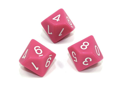 Chessex - 10D10 - Opaque - Pink/White available at 401 Games Canada