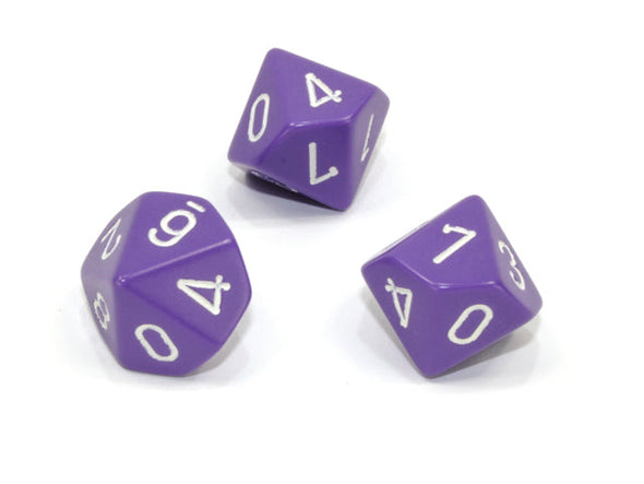 Chessex - 10D10 - Opaque - Purple/White available at 401 Games Canada