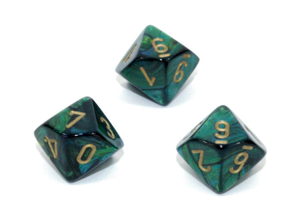 Chessex - 10D10 - Scarab - Jade/Gold available at 401 Games Canada