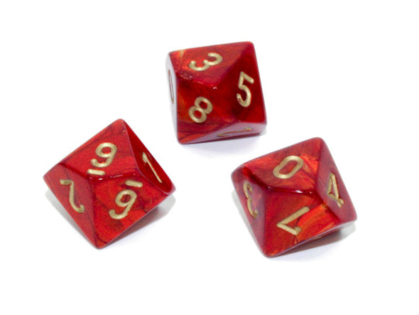 Chessex - 10D10 - Scarab - Scarlet/Gold available at 401 Games Canada