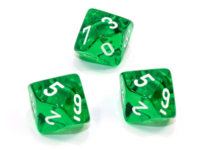 Chessex - 10D10 - Translucent - Green/White available at 401 Games Canada