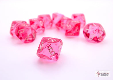 Chessex - 10D10 - Translucent - Pink/White available at 401 Games Canada