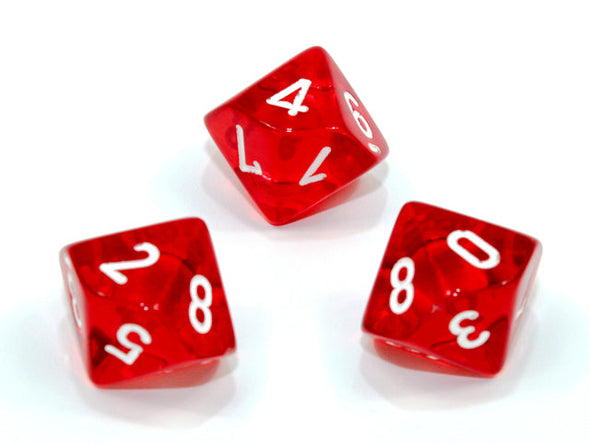 Chessex - 10D10 - Translucent - Red/White available at 401 Games Canada