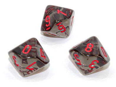 Chessex - 10D10 - Translucent - Smoke/Red available at 401 Games Canada