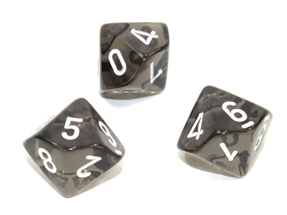 Chessex - 10D10 - Translucent - Smoke/White available at 401 Games Canada