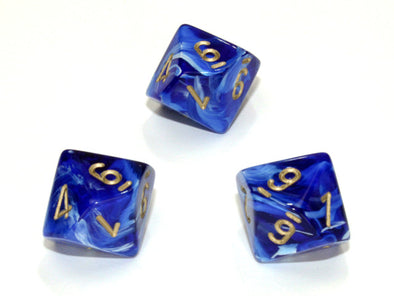 Chessex - 10D10 - Vortex - Blue/Gold available at 401 Games Canada