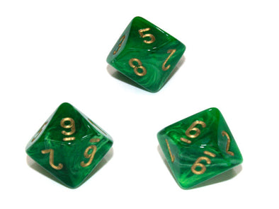 Chessex - 10D10 - Vortex - Green/Gold available at 401 Games Canada