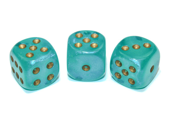 Chessex - 12D6 - Borealis - Teal/Gold Luminary available at 401 Games Canada