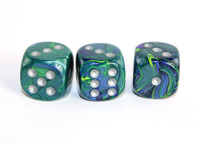 Chessex - 12D6 - Festive - Green/Silver available at 401 Games Canada