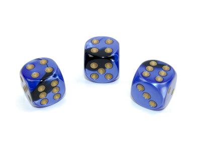 Chessex - 12D6 - Gemini - Black-Blue/Gold available at 401 Games Canada