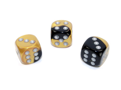 Chessex - 12D6 - Gemini - Black-Gold/Silver available at 401 Games Canada