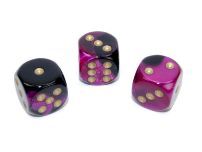 Chessex - 12D6 - Gemini - Black-Purple/Gold available at 401 Games Canada