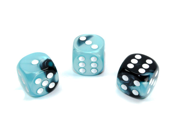 Chessex - 12D6 - Gemini - Black-Shell/White available at 401 Games Canada