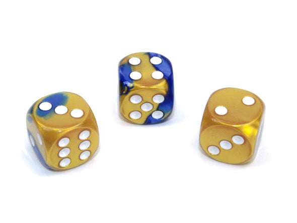 Chessex - 12D6 - Gemini - Blue-Gold/White available at 401 Games Canada