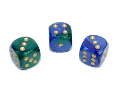 Chessex - 12D6 - Gemini - Blue-Green/Gold available at 401 Games Canada