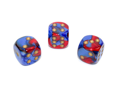 Chessex - 12D6 - Gemini - Blue-Red/Gold available at 401 Games Canada