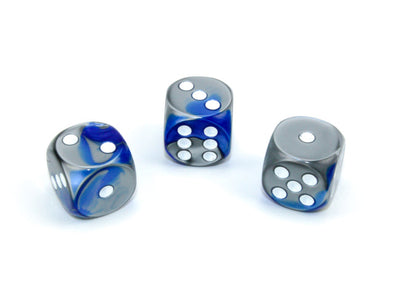 Chessex - 12D6 - Gemini - Blue-Steel/White available at 401 Games Canada