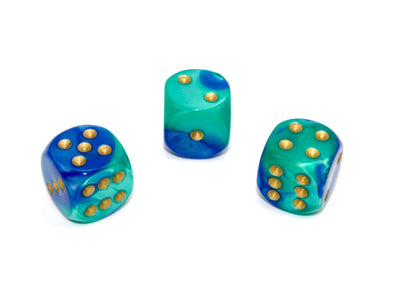 Chessex - 12D6 - Gemini - Blue-Teal/Gold available at 401 Games Canada