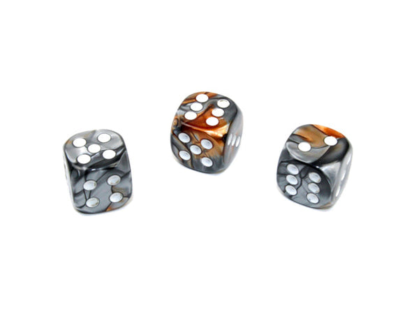 Chessex - 12D6 - Gemini - Copper-Steel/White available at 401 Games Canada