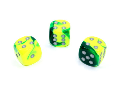 Chessex - 12D6 - Gemini - Green-Yellow/Silver available at 401 Games Canada