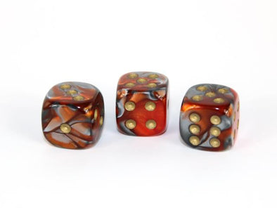 Chessex - 12D6 - Gemini - Orange-Steel/Gold available at 401 Games Canada