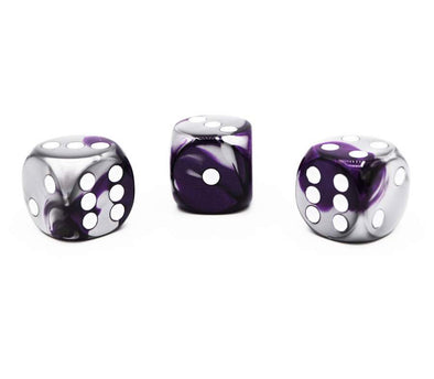 Chessex - 12D6 - Gemini - Purple-Steel/White available at 401 Games Canada