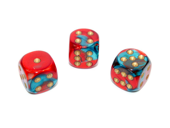 Chessex - 12D6 - Gemini - Red-Teal/Gold available at 401 Games Canada