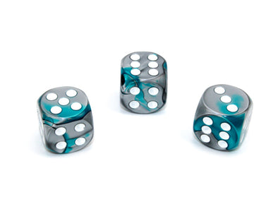 Chessex - 12D6 - Gemini - Steel-Teal/White available at 401 Games Canada