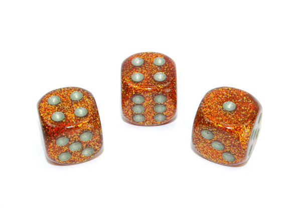 Chessex - 12D6 - Glitter - Gold/Silver available at 401 Games Canada