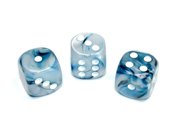 Chessex - 12D6 - Lustrous - Slate/White available at 401 Games Canada