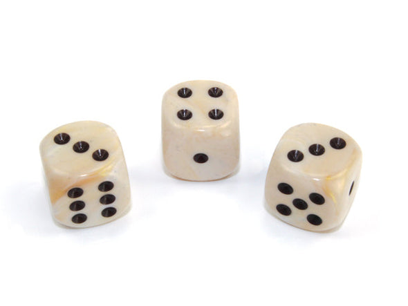 Chessex - 12D6 - Marble - Ivory/Black available at 401 Games Canada