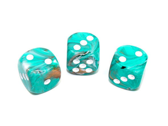 Chessex - 12D6 - Marble - Oxi-Copper/White available at 401 Games Canada