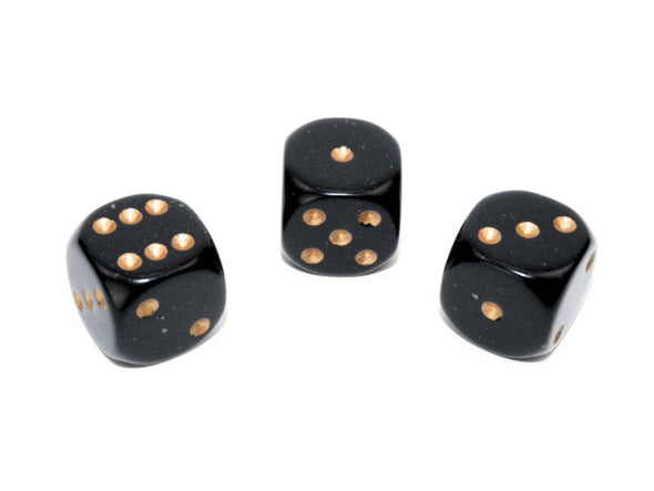 Chessex - 12D6 - Opaque - Black/Gold available at 401 Games Canada