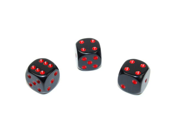 Chessex - 12D6 - Opaque - Black/Red available at 401 Games Canada