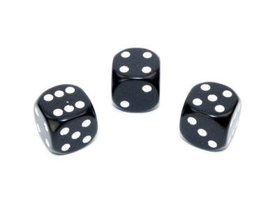Chessex - 12D6 - Opaque - Black/White available at 401 Games Canada