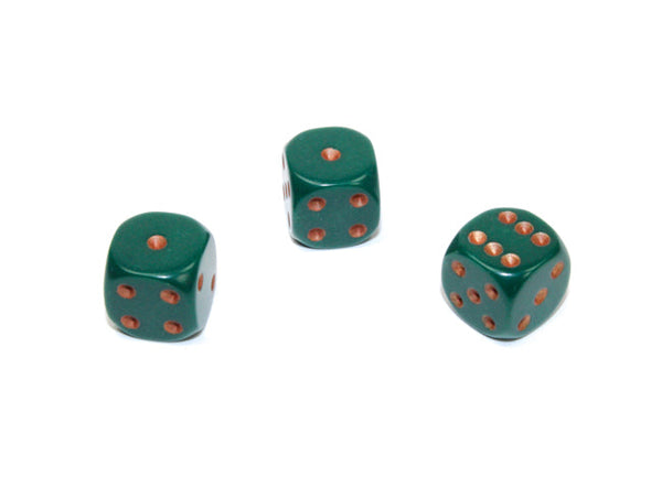Chessex - 12D6 - Opaque - Dusty Green/Copper available at 401 Games Canada