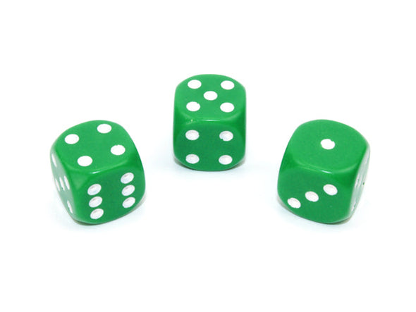 Chessex - 12D6 - Opaque - Green/White available at 401 Games Canada