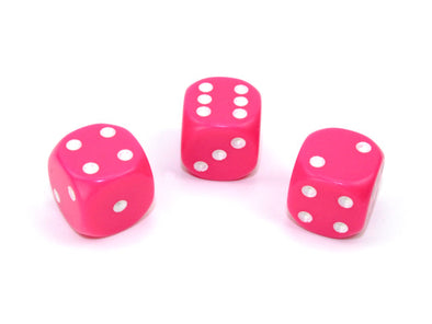 Chessex - 12D6 - Opaque - Pink/White available at 401 Games Canada