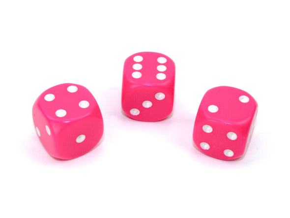 Chessex - 12D6 - Opaque - Pink/White available at 401 Games Canada