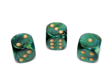 Chessex - 12D6 - Scarab - Jade/Gold available at 401 Games Canada