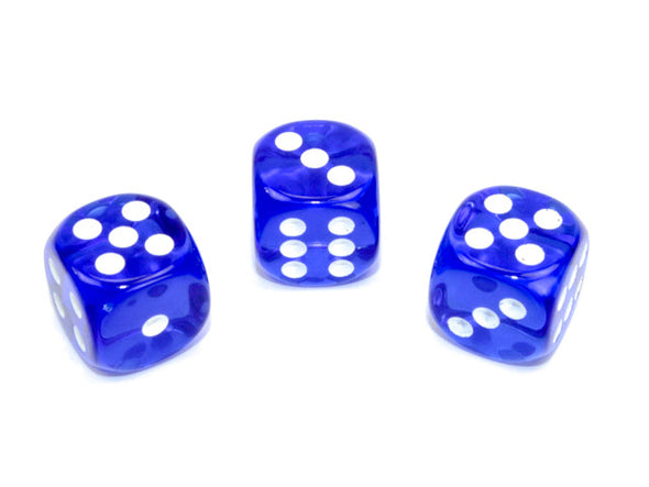 Chessex - 12D6 - Translucent - Blue/White available at 401 Games Canada