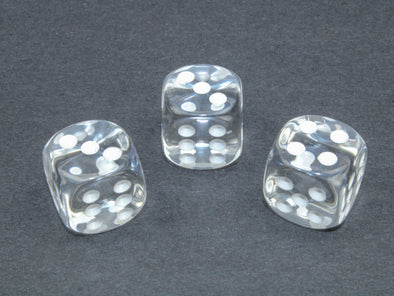 Chessex - 12D6 - Translucent - Clear/White available at 401 Games Canada