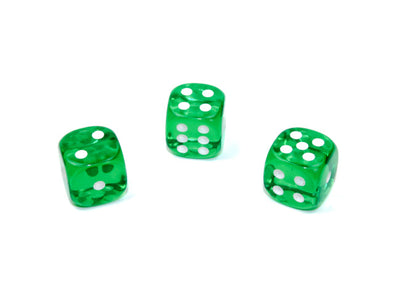 Chessex - 12D6 - Translucent - Green/White available at 401 Games Canada