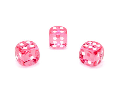 Chessex - 12D6 - Translucent - Pink/White available at 401 Games Canada